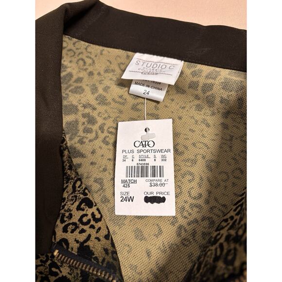 Cato Women Plus Sportswear Plus 24W 3/4 Sleeve Boho Tropical Animal Print Y2K - Picture 9 of 9